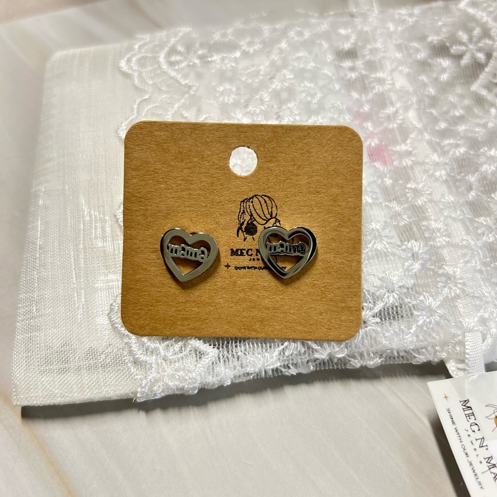 Heart-Shaped Silver Earrings